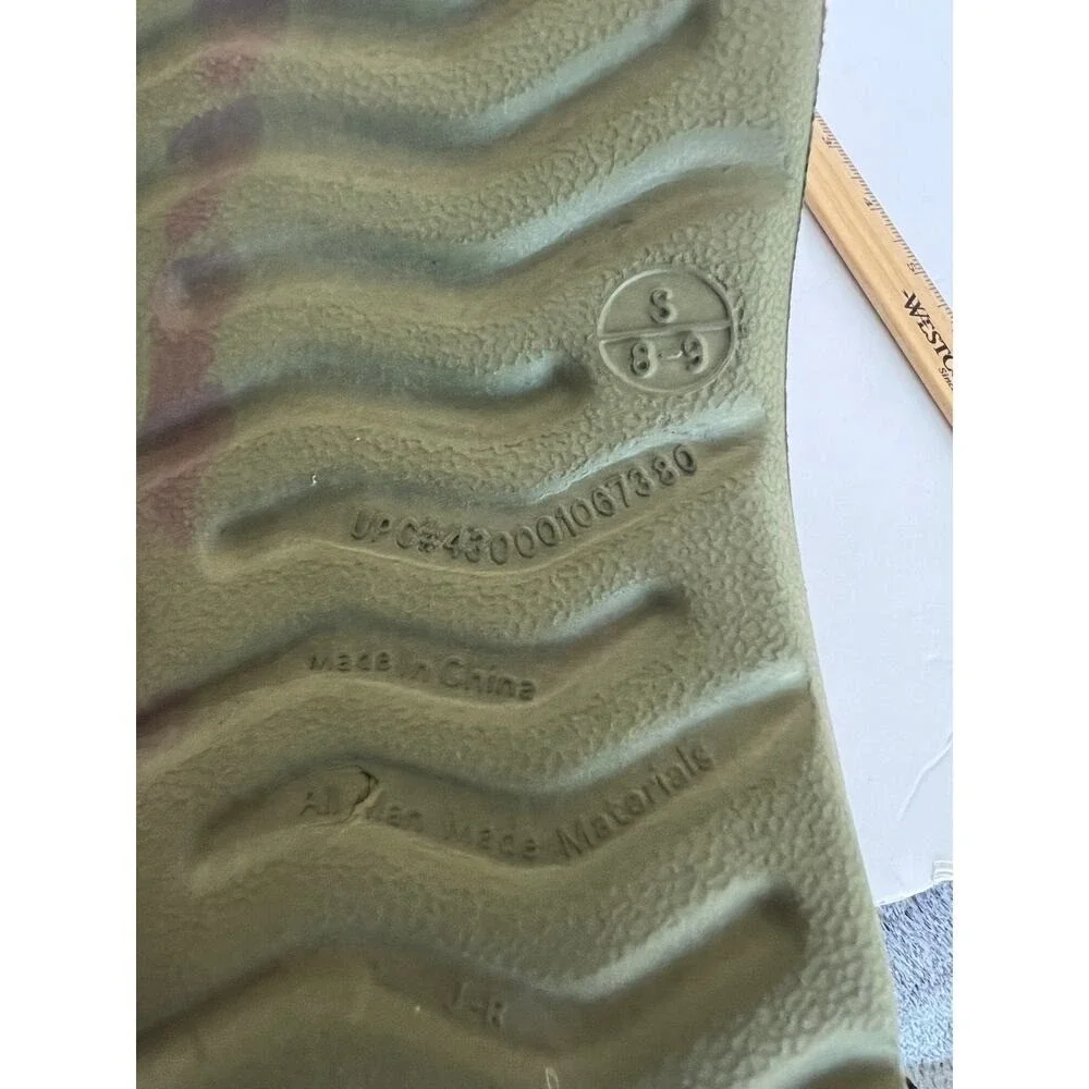 OT Revolution Camo Green and Brown Men's Rubber Water Slip On Shoes‎ Small  8-9